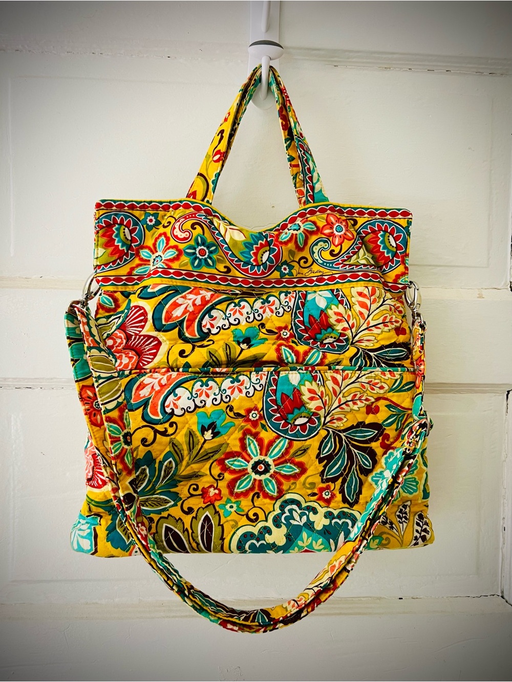 Vintage Vera Bradley Yellow Quilted Shoulder Bag in Provençal Pattern (retired)